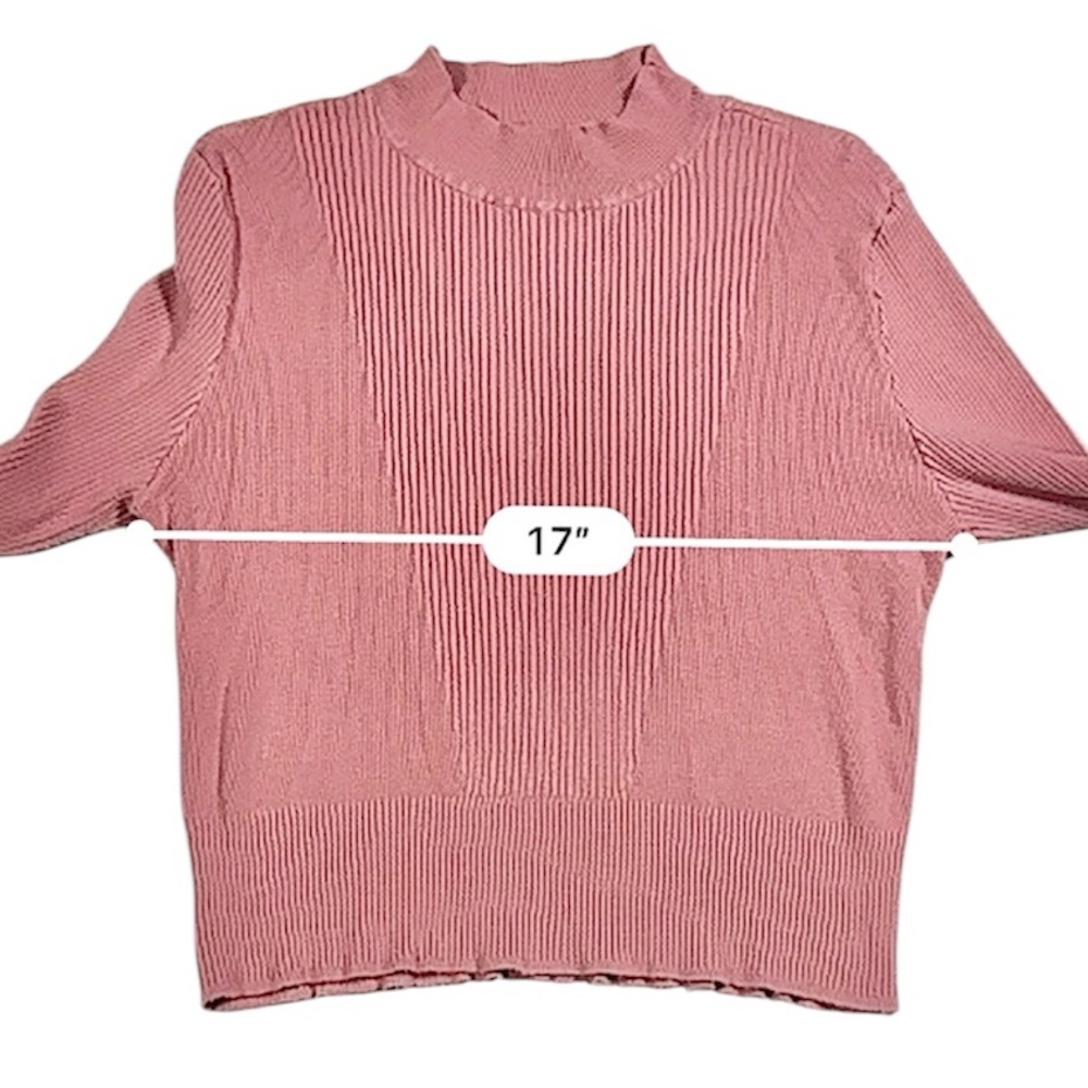 Soho New York & Company Jeans Pink Ribbed Mock Neck Sweater Pullover – Size L - Picture 12 of 14